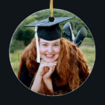 Graduation Christmas Ornament photo on back<br><div class="desc">Graduation Ornament with gold Cap personalized with Year,  Name and School. Elegant Ornament featuring your favorite picture on one side</div>
