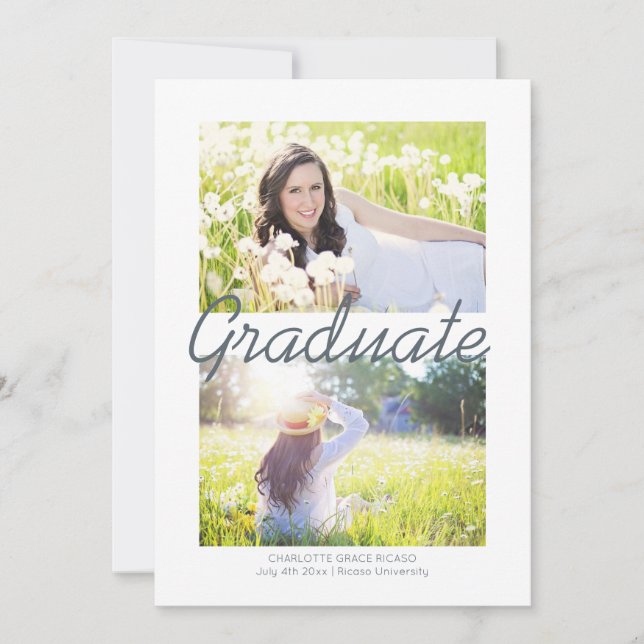 Graduation Circle Pattern Grey Modern Personalised Announcement (Front)