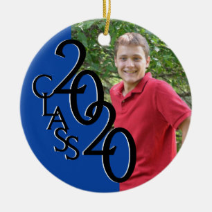 Graduation Class 2020 Photo blue Ceramic Tree Decoration