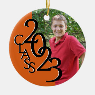Graduation Class 2023 Photo Orange Ceramic Tree Decoration