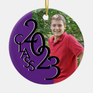 Graduation Class 2023 Photo Purple Ceramic Tree Decoration