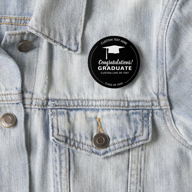 Graduation Class 20XX Grad Cap Your Colour Custom 6 Cm Round Badge (In Situ)