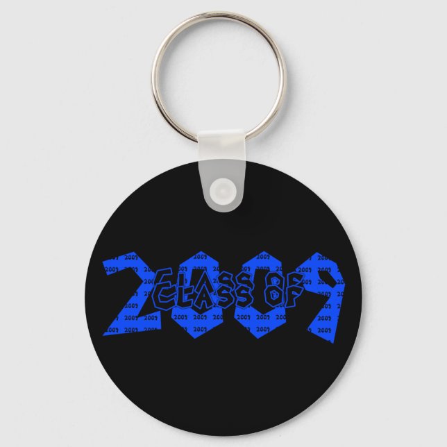 Graduation Class of 2009 Blue and Black Key Ring (Front)