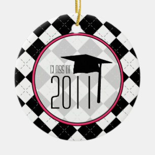 Graduation Class of 2011 Black Argyle Ceramic Tree Decoration