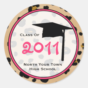 Graduation Class Of 2011 Leopard Print Classic Round Sticker