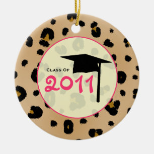 Graduation Class of 2011 Leopard Print & Pink Ceramic Tree Decoration