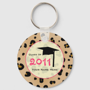 Graduation Class Of 2011 - Leopard Print & Pink Key Ring
