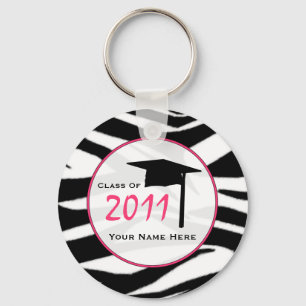 Graduation Class Of 2011 - Zebra Print & Pink Key Ring