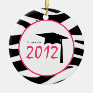 Graduation Class of 2012 Zebra Print & Pink Ceramic Tree Decoration