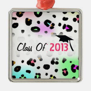 Graduation Class Of 2013 Airbrush Neon Leopard Metal Tree Decoration