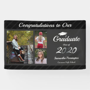 Graduation Class of 2020 Photo Collage Gray Banner