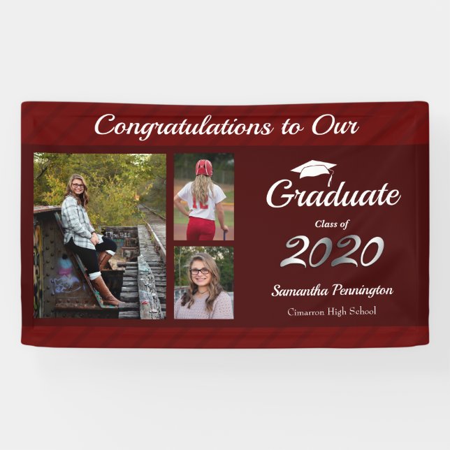 Graduation Class of 2020 Photo Collage Wine Banner (Horizontal)