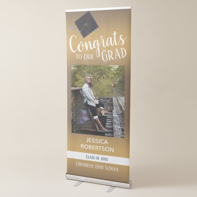 Graduation Class of 2021 Photo Gold Gradient Retractable Banner (3/4)