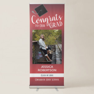 Graduation Class of 2021 Photo Pink Gradient Retractable Banner