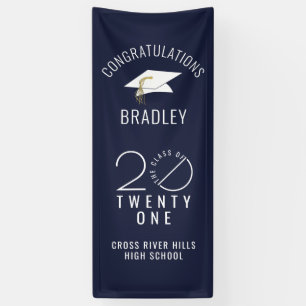Graduation CLASS OF 2021 Typography Navy Blue Banner
