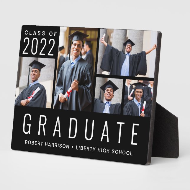 Graduation Class of 2022 5 Photo Black Plaque (Side)