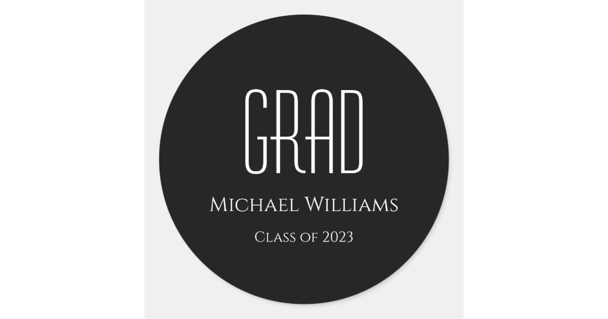 Graduation Class of 2023 Black White Classic Round Sticker Zazzle