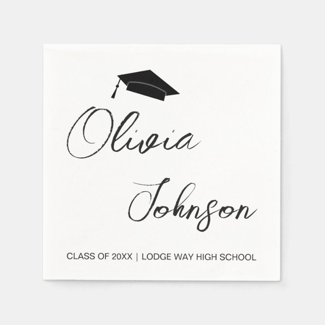 Graduation Class Of 2024 | Black White Paper Napkin (Front)