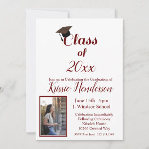 Graduation, Class of 2024, Maroon Photo Invitation