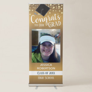 Graduation Class of 2024 Photo Gold Retractable Banner