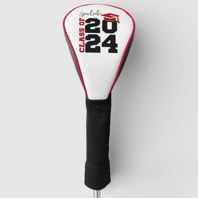 Graduation Class of 2024 Red and Black Golf Head Cover (Front)