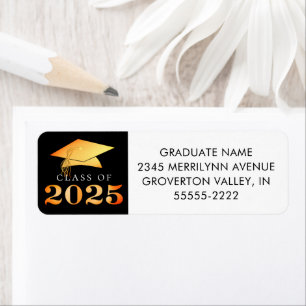 Graduation Class of 2025 Black Orange Faux Foil
