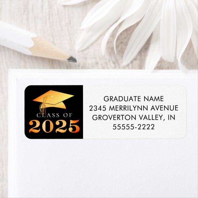 Graduation Class of 2025 Black Orange Faux Foil (Insitu)