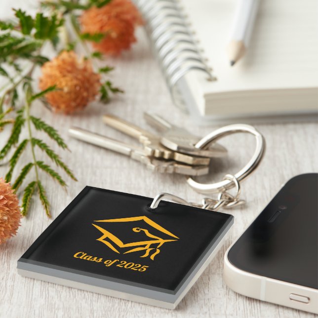 Graduation Class of 2025 BLKGLD Customise Year Key Ring (Front Right)