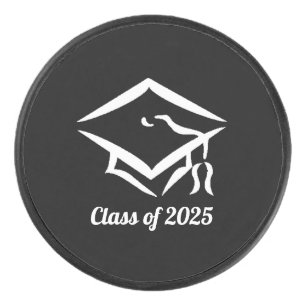 Graduation Class of 2025 BLKWHT Custom Year Name Hockey Puck