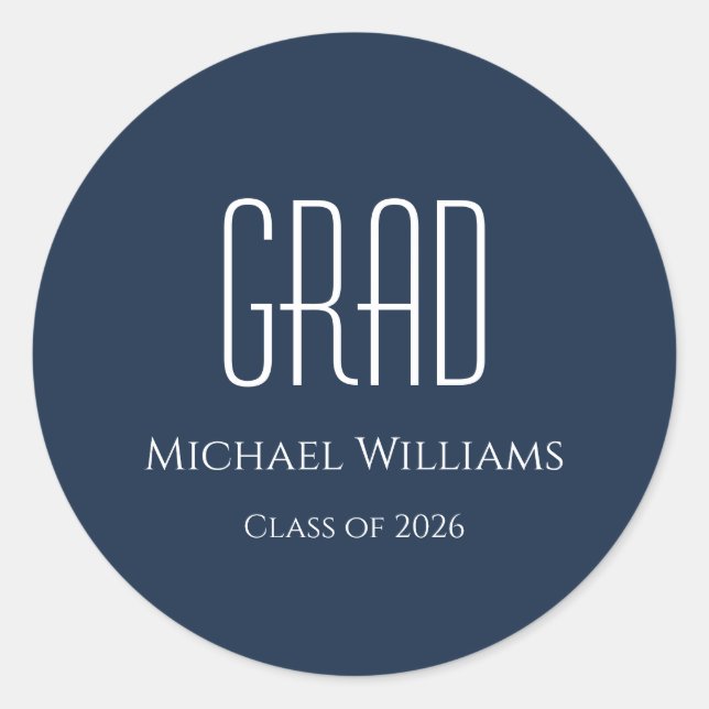 Graduation Class of 2025 Blue Classic Round Sticker (Front)