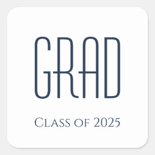 Graduation Class of 2025 Blue White Square Sticker
