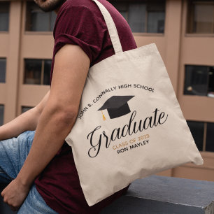 Graduation Class of 2025 Custom High School Name Tote Bag