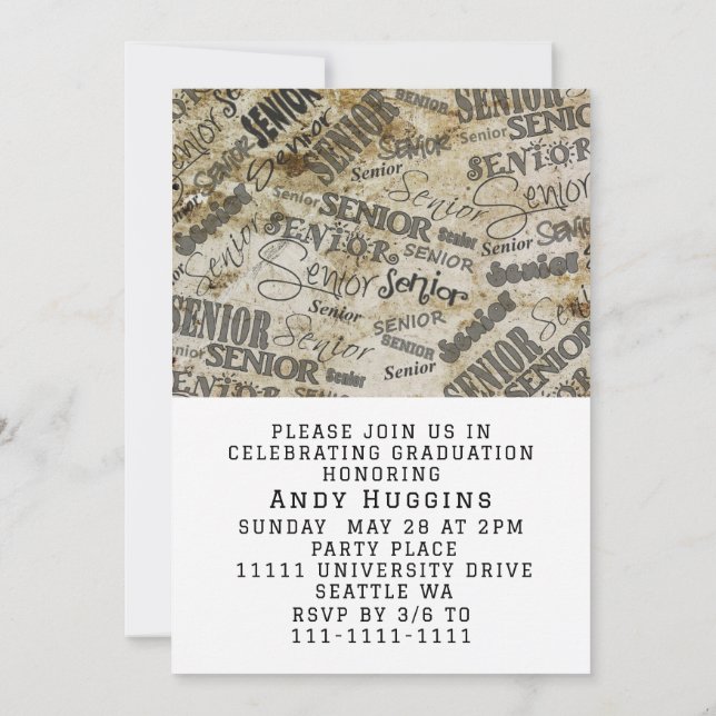 Graduation Class Of 2025 Graduate Peace Out Black Invitation (Back)