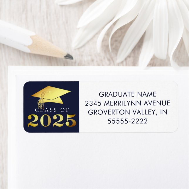 Graduation Class of 2025 Navy Gold Faux Foil (Insitu)