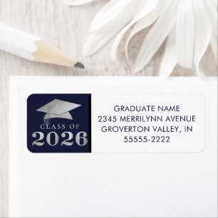 Graduation Class of 2025 Navy Silver Faux Foil
