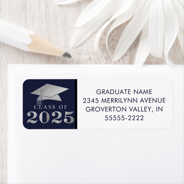 Graduation Class of 2025 Navy Silver Faux Foil (Insitu)