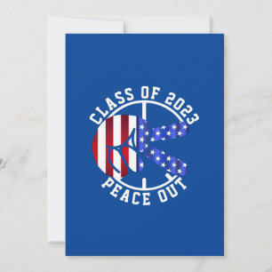 Graduation Class Of 2025 Peace Out Graduate Blue Holiday Card