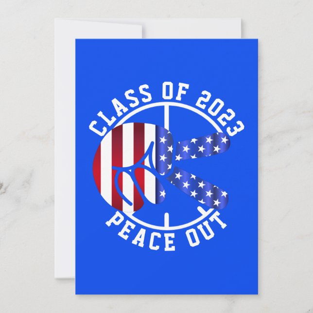 Graduation Class Of 2025 Peace Out Graduate Blue Invitation (Front)