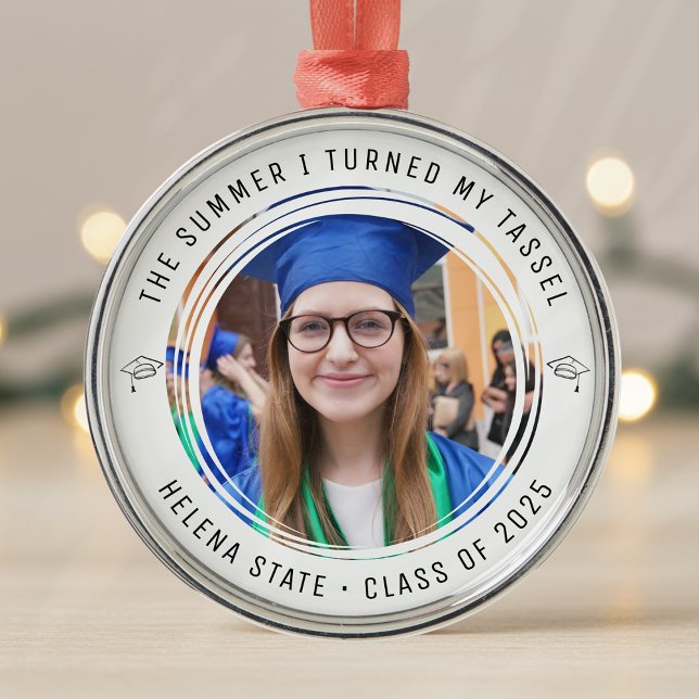Graduation Class of 2025 Photo Keepsake Metal Tree Decoration (Creator Uploaded)