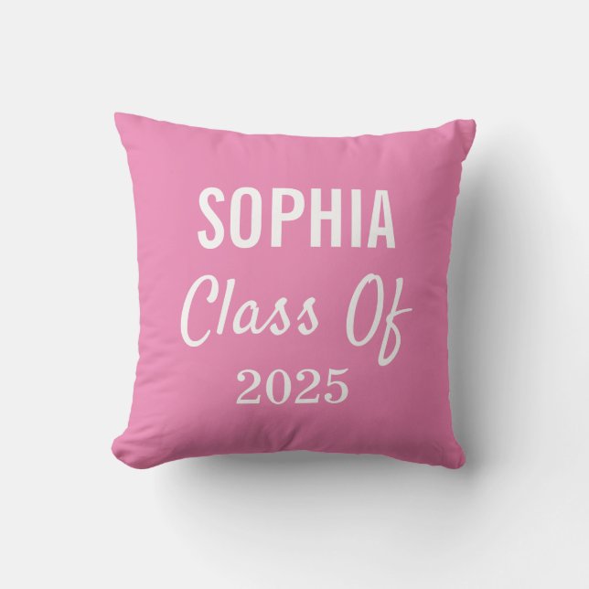 Graduation Class of 2025 Pink Modern Typography Cushion (Front)