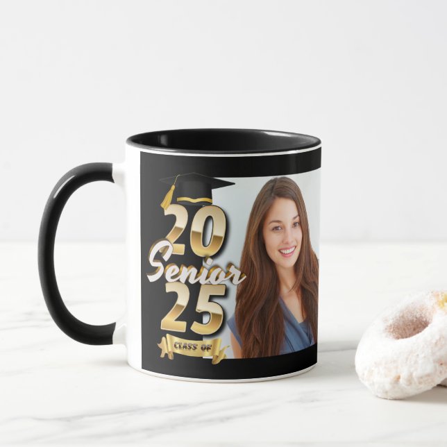Graduation Class of 2025 Senior Graduate Photo Mug (With Donut)
