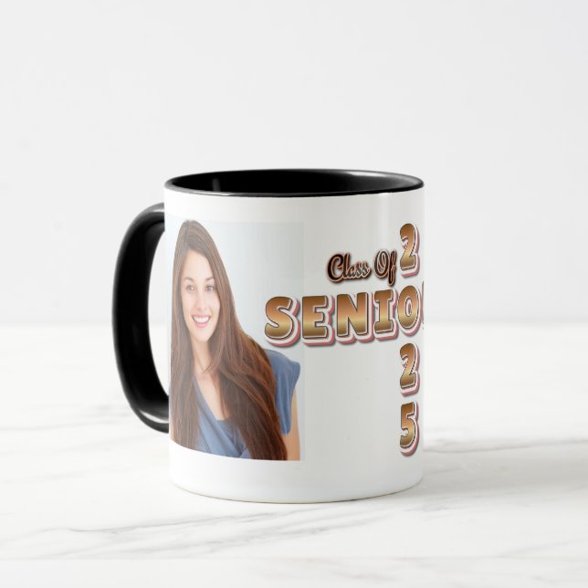 Graduation Class of 2025 Senior Graduate Photo Mug (Front Left)