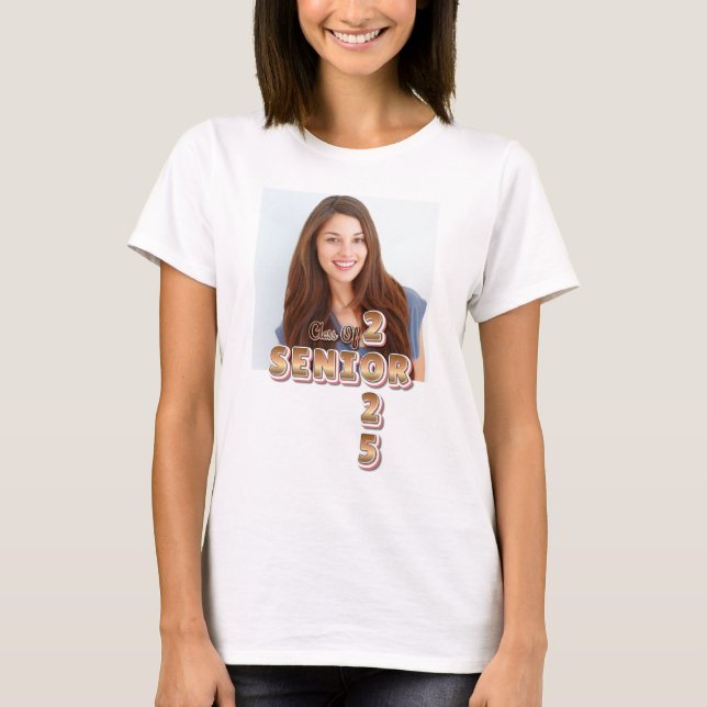 Graduation Class of 2025 Senior Graduate Photo T-Shirt (Front)