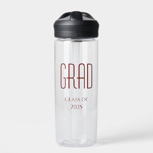 Graduation Class of 2025 Simple Red Typography Water Bottle