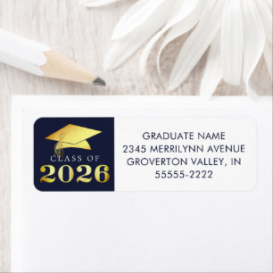 Graduation Class of 2026 Navy Gold Faux Foil