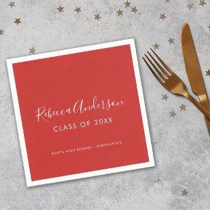 Graduation Class of 2026 Red Calligraphy Napkin