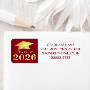 Graduation Class of 2026 Red Gold Faux Foil