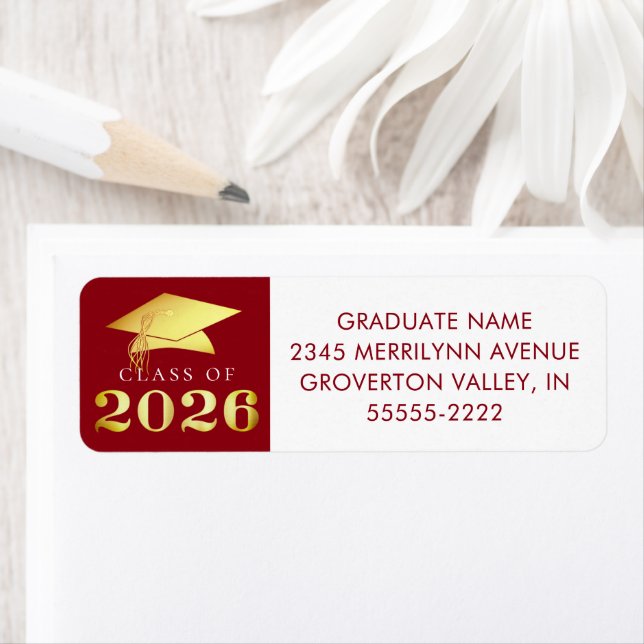 Graduation Class of 2026 Red Gold Faux Foil (Insitu)