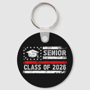 Graduation class of 2026 senior american flag high key ring