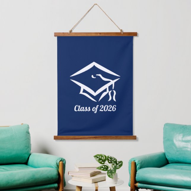 Graduation Class of 20?? BLUCLWHT Customise Year Hanging Tapestry (Living Room)